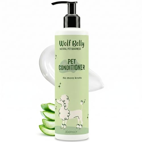 Wolf Belly - upptrasslande balsam för hundar och katter (300 ml) | mjuknar, återfuktar och underlättar borstning | Aloe Vera och vegetabiliskt protein | perfekt för känslig hud - tillverkad i Europa