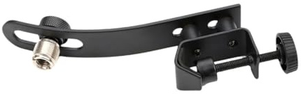 Schwarze Mikrofonklemme für Trommelrand, Metall, Kompakt und Verstellbar | Leichtes Design, Sicherer Halt, für Mikrofone und Instrumente, Schwarz, Sa22 Modell