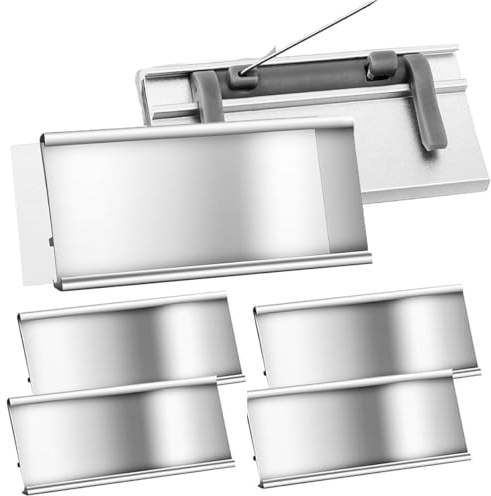 6 Stück Namensschilder mit Anstecknadel und Papier Schlitz, Transparentes Silber Metall Namensschild für Kleidung