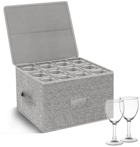 ikan förvaringslåda för vinglas, hård skål stjälkglas förvaringsbehållare, flyttlådor glas, glaskartong med skiljeväggar för 12 kristallglasvaror, vinglas, champagneglas