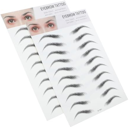 Anneome 2stücke Künstliche Augenbrauen Stempel Schwarz Augenbrauen Transfer Aufkleber für Damen Herren Make-up Werkzeug Imitation