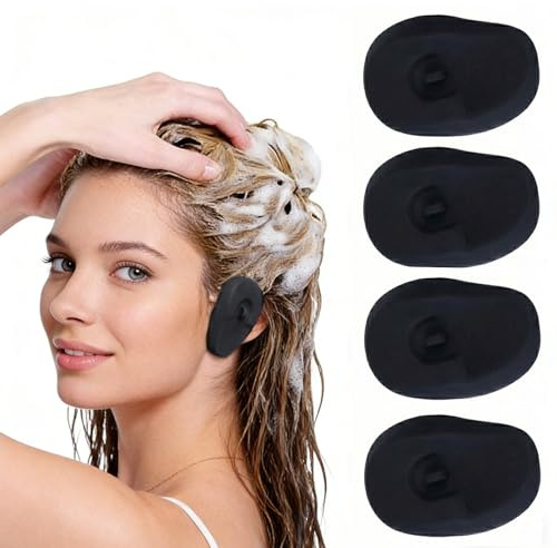 KOQAIIZ 4pcs Ohrenschutz Haare Färben, Ohrenschutz Wasser, Ohrenschützer für Damen Kinder, Wiederverwendbare Silikon Ohrschützer für den Salon und Hause Haarfärben (Schwarz)