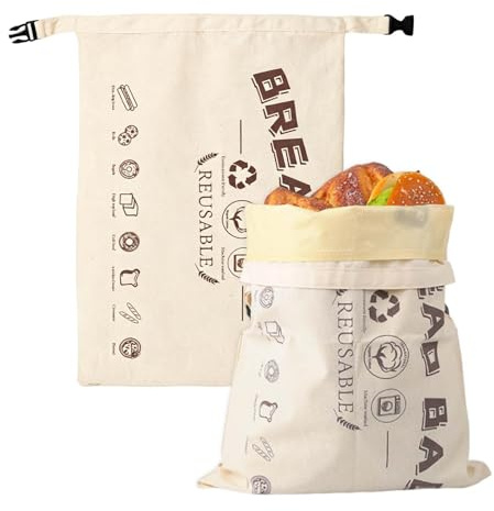 Nivofu Sac a Pain en Cire d'Abeille Naturelle Reutilisable pour Baguette | Conservez votre pain frais plus longtemps avec ce sac a pain cire abeille francais en coton. Lavable et durable, Beige