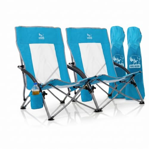 BigDean Lot de 2 chaises de plage pliantes, très légères, pour camping, jusqu'à 150 kg