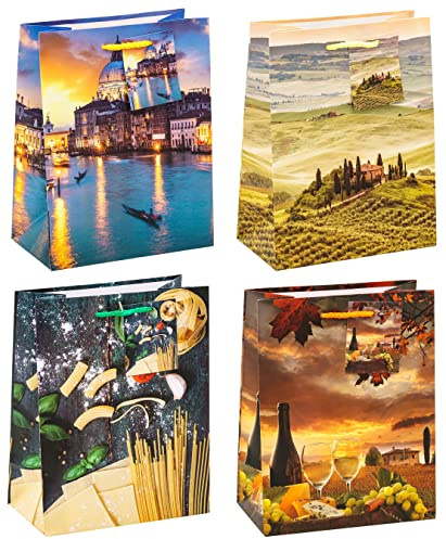 TSI Geschenktüten TOSKANA & VENEDIG, 12er Packung, Größe: Mittel (HxBxT 23 x 18 x 10 cm), Art. Nr. 82010