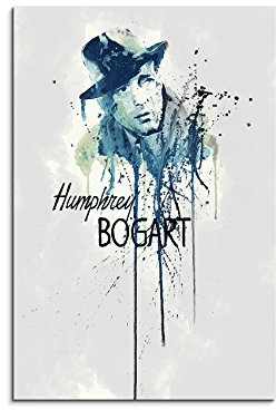 Paul Sinus Art Humphrey Bogart 90x 60cm Keilrahmenbild Kunstbild Aquarell Art Wandbild auf Leinwand fertig gerahmt Original Unikat