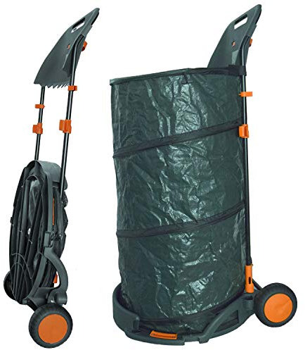 Agora-Tec® Laubsack/Gartensack 160l selbstaufstellend fahrbar mit Rädern und faltbahr inkl. Halterung für Laubbesen und Besen