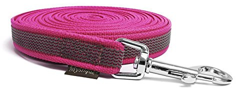 Mystique® Gummierte Schleppleine 12mm mit Handschlaufe Standard Karabiner Purpur 10m