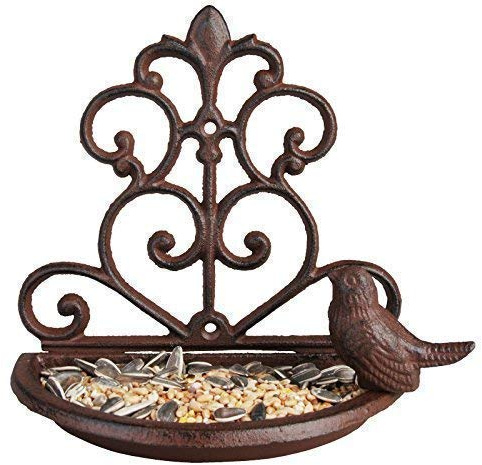 garden mile Stile Vintage Decorativo Ghisa Mangiatoia per Uccelli Uccello Bagno, Bronzo Uccello Alimentazione Stazione Uccello Tavolo Mangiatoia da Parete Ornamenti da Giardino