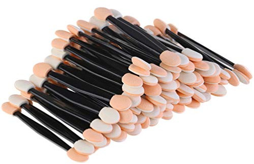 JASSINS 50pcs Eyeshadow Applicators, Disposable Eyeshadow Sponge Brush Double-Sided Eye Makeup Sponge Applicators