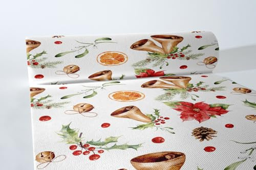 Mank GmbH Airlaid Tischläufer 40 cm x 24 m Tischdecken-Rolle stoffähnlich ideal für Advents- und Weihnachtsfeiern praktische Einmal-Tischdecke 1 Stück Marianne