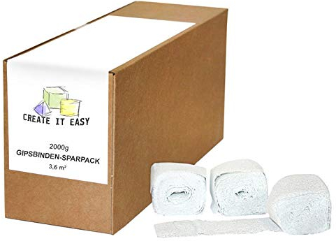 NEU Create It Easy Sparpack Modelliergewebe/Gipsbinden, Box mit 2kg, unterschiedliche längen und breiten