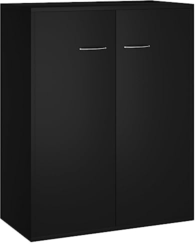 vidaXL Aparador de Almacenaje Almacenamiento Auxiliar Cajonera Organizador para Hogar Mueble Servicio de Buffet de Madera Contrachapada Negro