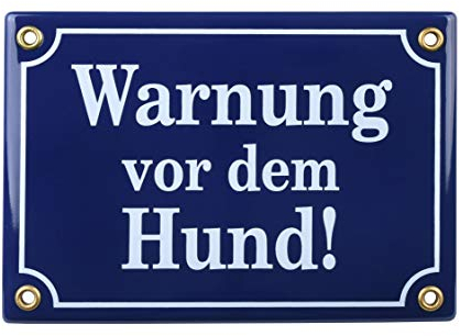 Warnung vor dem Hund Schild – 12x17 cm - Keramik Emaille - Wetterfest – Hundewarnschild – Vorsicht Hund Schild – Emailleschild – Emailschild