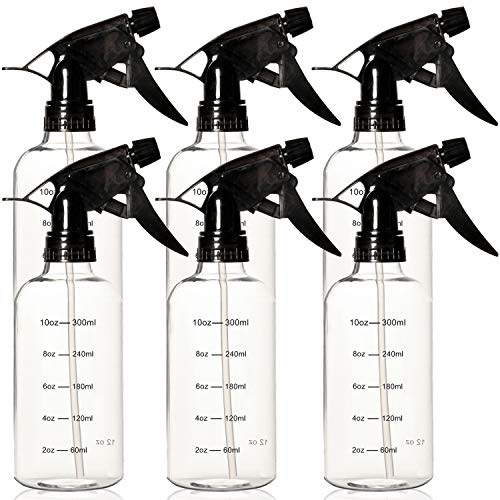 Youngever 6er Set 350ML Sprühflaschen, Durchsichtige, Leere Kunststoff Sprühflaschen Set für Haare und Reinigungslösungen, Reisen, Gartenarbeit (350ML)