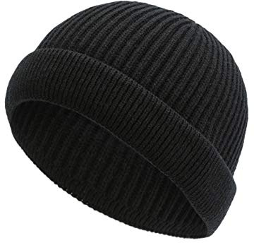 Marhatter Dockermössa fiskemössa beanie stickad mössa yllemössa herrar mössa randig (10944 svart)