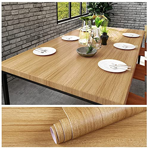 VEELIKE 15.7''x118'' Natural Brown Wood Contact Paper Peel and Stick Countertops Waterproof Wood Wallpaper for Cabinets Table Furniture Self Adhesive Removable Woodgrain Contact Paper for Countertops