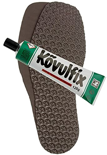 Langlauf Schuhbedarf Schuhreparatur Schuhsohle Star + Kövulfix 120g Schuhkleber - Sneaker Reparaturset mit wasserfestem Kraftkleber - Schuhsohlen Reparatur Set made in Germany (Braun 4mm)