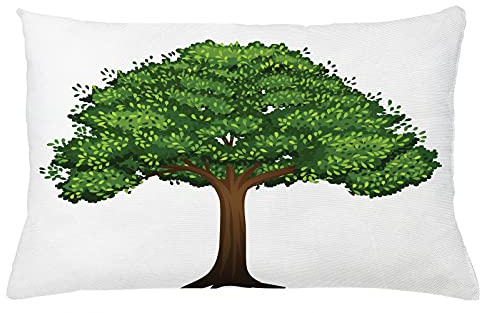 ABAKUHAUS Arbre Housse d'oreiller, Cartoonish Vert feuillu Branche, Taie d'oreiller Décorative Carrée, 65 cm x 40 cm, Emerald Lime Green