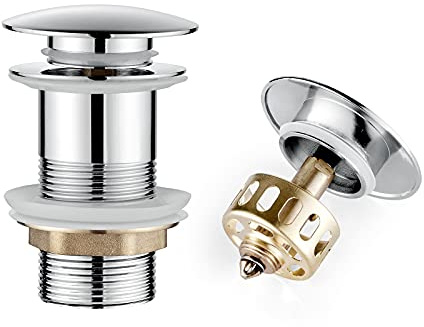Ibergrif Bonde de Lavabo Pop-up Universel - Bouchon Lavabo Salle de Bain Anti-Blocage, Résistant à la Corrosion, Bonde de Vidage avec Outil D'installation, Laiton M20507-1 Taille Unique Argent