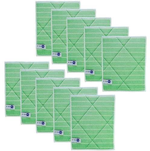 Strapure Lavette Bamboo Éponge Microfibre - Nettoie et Lisse Les Surfaces Sales - Hautement Absorbant - Pas de Rayures ou Peluches - Restaure la Brillance du Verre, Marbre et INOX -25x20cm- Set de 10