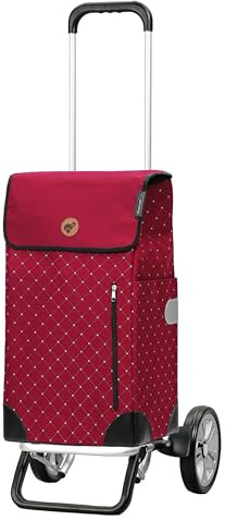 ANDERSEN Einkaufstrolley - Alu Star Shopper Sofia rot | sehr leicht, höhenverstellbar, klein zusammenlegbar, bis 40 kg - Tasche mit Kordelzug, Innenfach, Reflektoren, 43 L