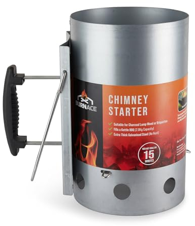 BURNACE XL Charcoal Chimney Starter, Luxury BBQ Briquette or Lumpwood Coal Starter, Barbeque Fire Starter (2.8kg Capacity)