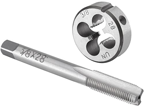 Burkit 3/8 Zoll-32 UNEF Gewindebohrer und Schneideisen Set Rechtshänder, 3/8 x 32 UNEF Maschinengewindebohrer und runde Schneideisen