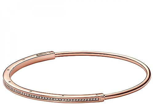 PANDORA Signature I-D Pavé Armreif in der Farbe Roségold aus rosévergoldeter Metalllegierung - Größe: 17.5 cm, 582313C01-2