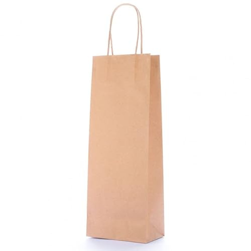 Avana Shopper für Wein mit Griff, Kraftpapiertüten für Flaschen 14 x 8 x 40 cm, Havana, 1 unità (Confezione da 50), Flaschenhalter
