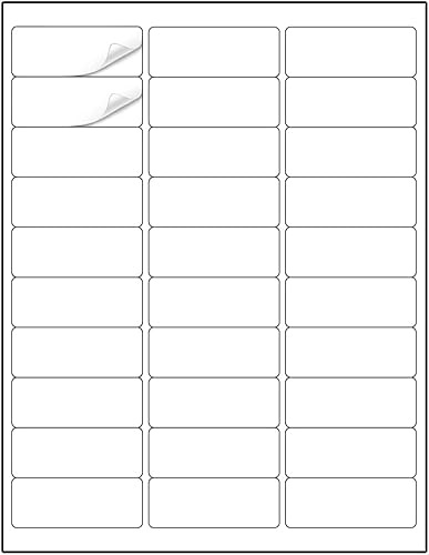 YOUHOOL Address Sticker Label 30 Labels per Sheet for Inkjet Printer Laser Printer 1X 2.625 inches (25.4mm*66.68mm) White Matte Self Adhesive Label on Us Letter Sheet