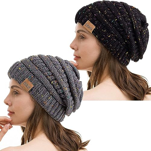 REDESS Slouchy Beanie Mütze für Herren und Damen Winter Warm Chunky Soft Oversized Zopfstrickmütze