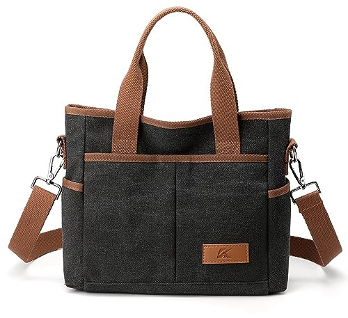 MAYMOONER Canvas Tote Bag for Women Canvas Crossbody Bag with Zipper Casual Top-handle Bag for Work Travel Daily Use