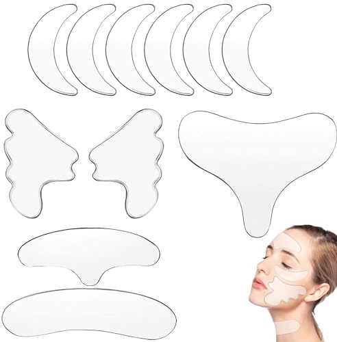 ZEACCT Silicone Patch Antirughe Cuscinetti Antirughe, Antirughe Cerotti Patch Riutilizzabile Viso Antirughe Silicone, Ridurre Rughe Intorno a Fronte, Occhi, Bocca Collo e Petto -11 Articoli