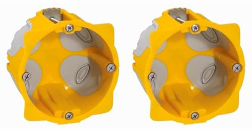 Legrand - Boîte à encastrer Batibox multimatériaux - 3 postes, profondeur 40mm, Jaune, Acier, non résistant à l'eau - Lot de 2