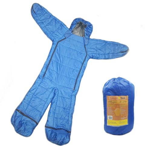 EnergieSack Tragbarer Schlafsack mit Armen und Beinen, anziehbar für innen und außen, wasserabweisend für Outdoor Aktivitäten, mit Reißverschluss für Hände und Füße, Camping, Prepper