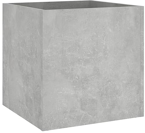 Makastle Pot Carré, Jardinière en Bois d'Ingénierie, intérieur extérieur jardinière Pot de Fleurs Cache-Pot, Gris béton 40x40x40 cm