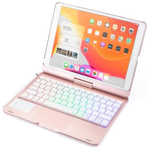 Funda de teclado para iPad Air 3 (10.5 pulgadas) / iPad Pro 2017 (10.5 pulgadas), rotación de 360 grados, teclado retroiluminado