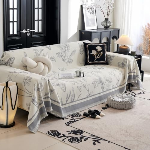 VanderHOME Decke für Sofa, Multifunktionsdecke, Sofa überwurfdecke, Überwurf aus Chenille, für Vier Jahreszeiten, Couch Decke 180 * 230cm-Grau