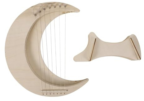 CORHAD Leierharfe 7-saitige Tragbare Harfe für Anfänger mit Vollem Klang und Kreativem Mondform Design Einzigartiges Musikinstrument für Musikliebhaber