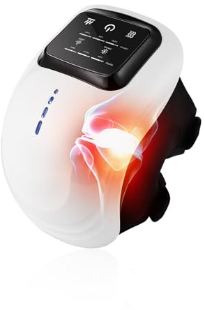 Beheiztes Knie-Massagegerät, drahtloses Knie-Massagegerät, LED-Bildschirm Infrarot Wearable Rechargeable Knee Massager für geschwollene und schmerzhafte Gelenke，Infrarot Tiefenwärme