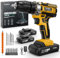 Sundpey Cordless Drill Set 21V - Power Electric Drill Driver with 2 Batteries 2.0Ah, 18+1 Torque, 45N.m Max, LED Light, Spirit Level, 10mm Keyless Chuck, 2 Speed Electric Screwdriver for Home