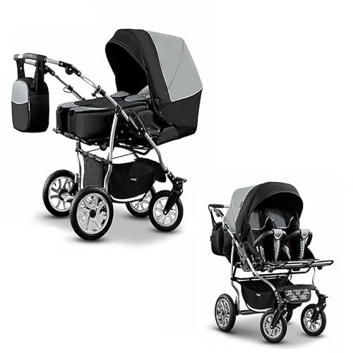 Zwillingskinderwagen 2 in 1 City Twin inkl. Sportsitze - 15 Teile - in 19 Farben