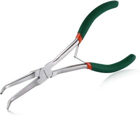 SPEEDWOX Mini Long Nose Pliers - Smooth Jaw, Bent, Long Reach Needle Nose Pliers for Jewelry Making, Bending Wire & Small Object Gripping