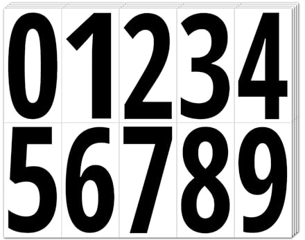 200 Pezzi, 100mm - Numeri Adesivi Grandi per Esterno, Impermeabile Vinile - Numeri Neri