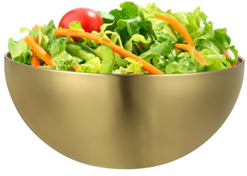 OKUMEYR Cuenco Multifuncional De Acero Inoxidable Para Ensaladas Dorado Resistente y Apilable Para Cereales Frutas y Fideos Reuniones Diarias Aire