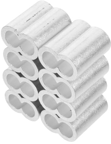 HAWILLOSCH 8pcs Oval Aluminum Double-hole Cable Crimping Sleeves Wire Rope Stop Sleeves Electrical Aluminum Wire Connectors for Secure Cable Crimping and Jewelry Terminal