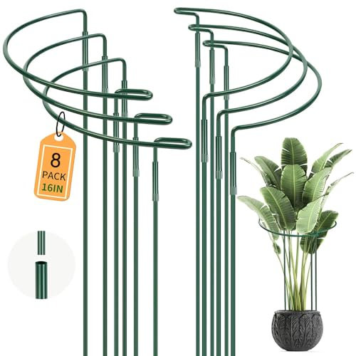 Supporto per piante, 8 supporti per fiori, supporto per fiori, gabbie ad anello per piante da giardino, per piante perenni, supporto per fiori, per verdure, pomodori, peonie, rose, piante in vaso (25