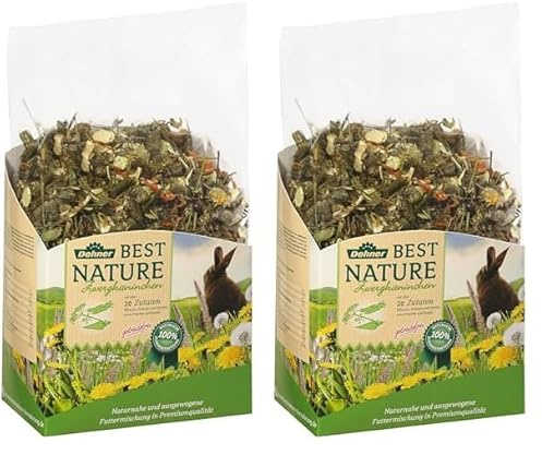 Dehner Best Nature Nagerfutter Adult, Zwergkaninchenfutter, 2 kg (Packung mit 2)