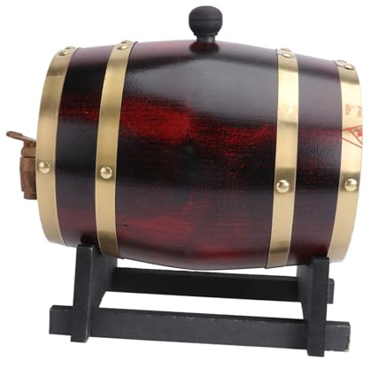 Alipis Barril De Vino y Cerveza De Madera Maciza De Pino 3 Litros Rojo, Dispensador Resistente Humedad Para Almacenamiento y Refrigeración, Adecuado Para Fiestas y Celebraciones